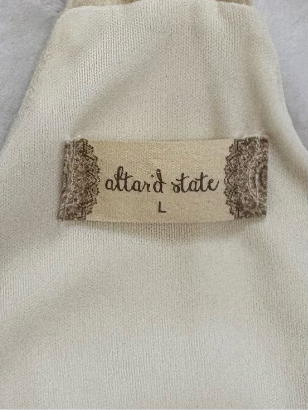 NWT ALTAR’D STATE Cream Cheetah Textured Mini Dress Boho Racerback Women’s Large - Picture 4 of 9